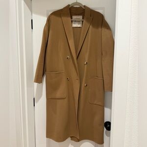 Aritzia Wilfred Camel Double-Breasted wool blend Trench Coat